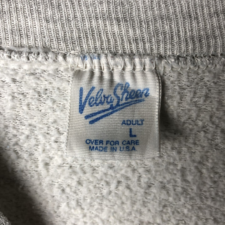 90'S Velva Sheen Flag Pattern Print Sweatshirt, Made in USA, Men's Size Large, Vintage polyester gray type Vintage Second Hand