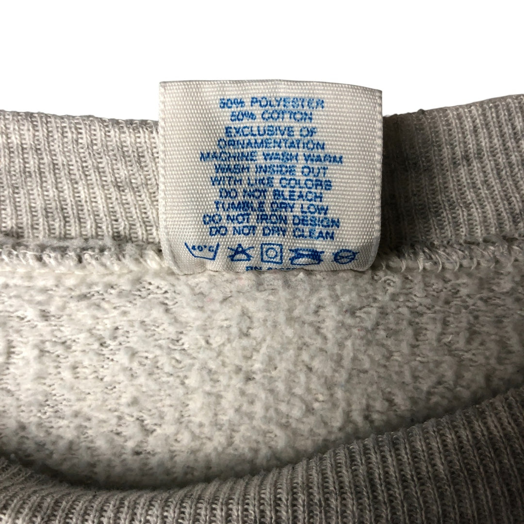 90'S Velva Sheen Flag Pattern Print Sweatshirt, Made in USA, Men's Size Large, Vintage polyester gray type Vintage Second Hand
