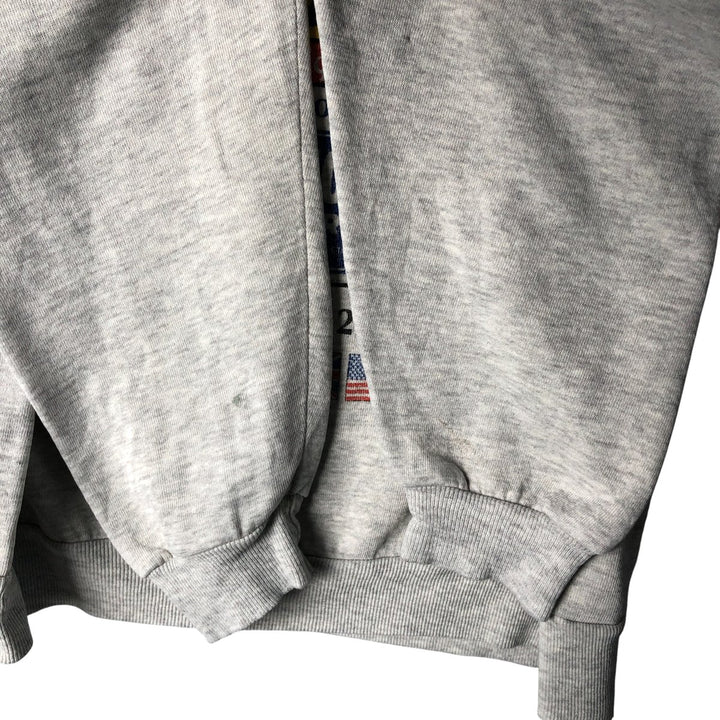 90'S Velva Sheen Flag Pattern Print Sweatshirt, Made in USA, Men's Size Large, Vintage polyester gray type Vintage Second Hand