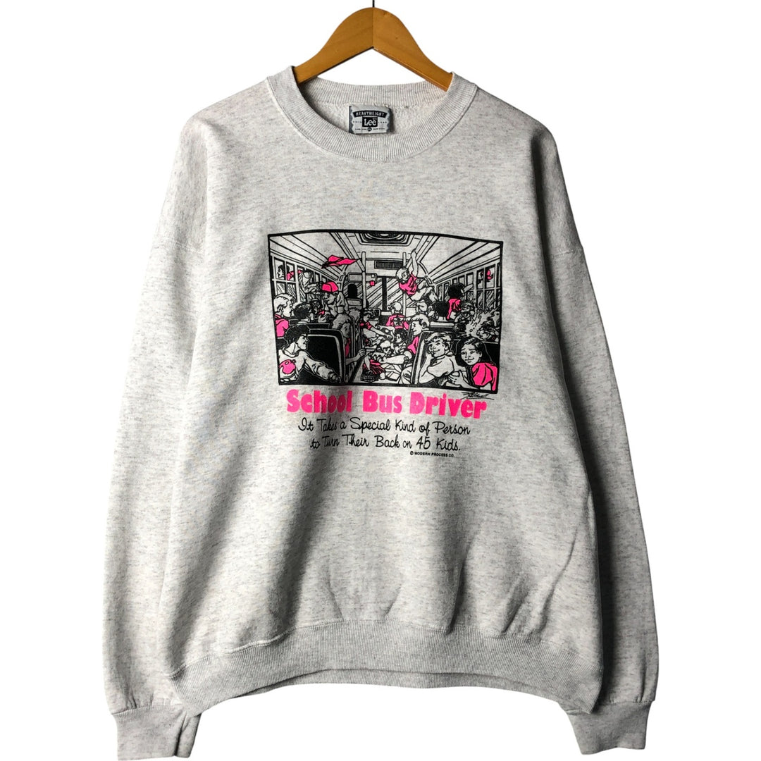 Vintage 90'S Lee printed sweatshirt, made in the USA, men's size XL cotton gray type Vintage Second Hand