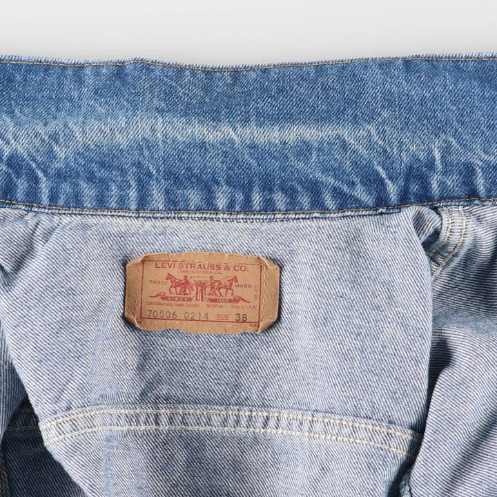 90'S Levi's 70506-0214 denim jacket, denim jacket, made in USA, men's size S, vintage cotton blue type Vintage Second Hand