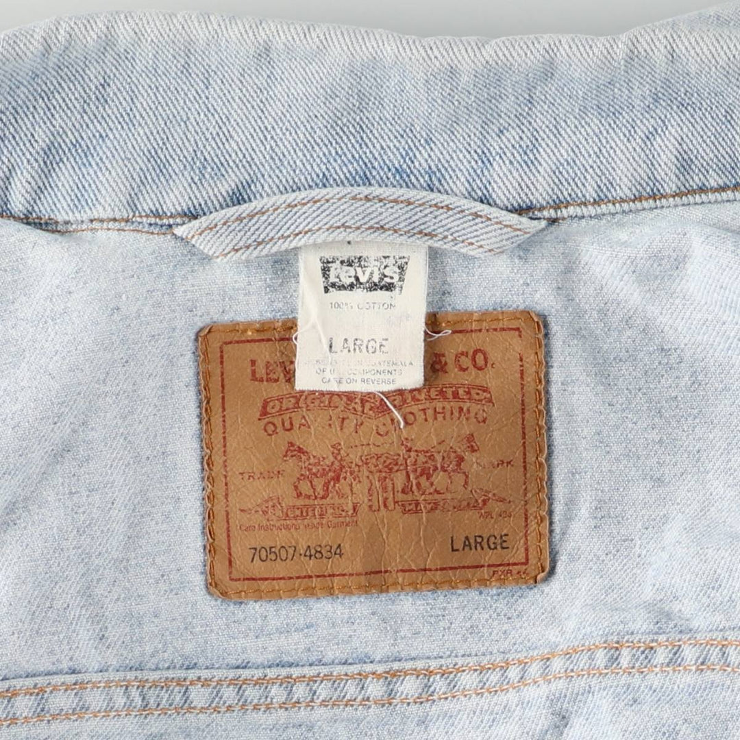 90'S Levi's 70507-4834 Denim Jacket, Men's Size L, Vintage cotton blue type Vintage Second Hand
