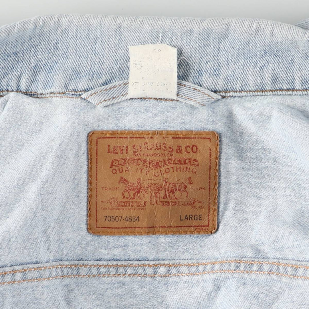 90'S Levi's 70507-4834 Denim Jacket, Men's Size L, Vintage cotton blue type Vintage Second Hand