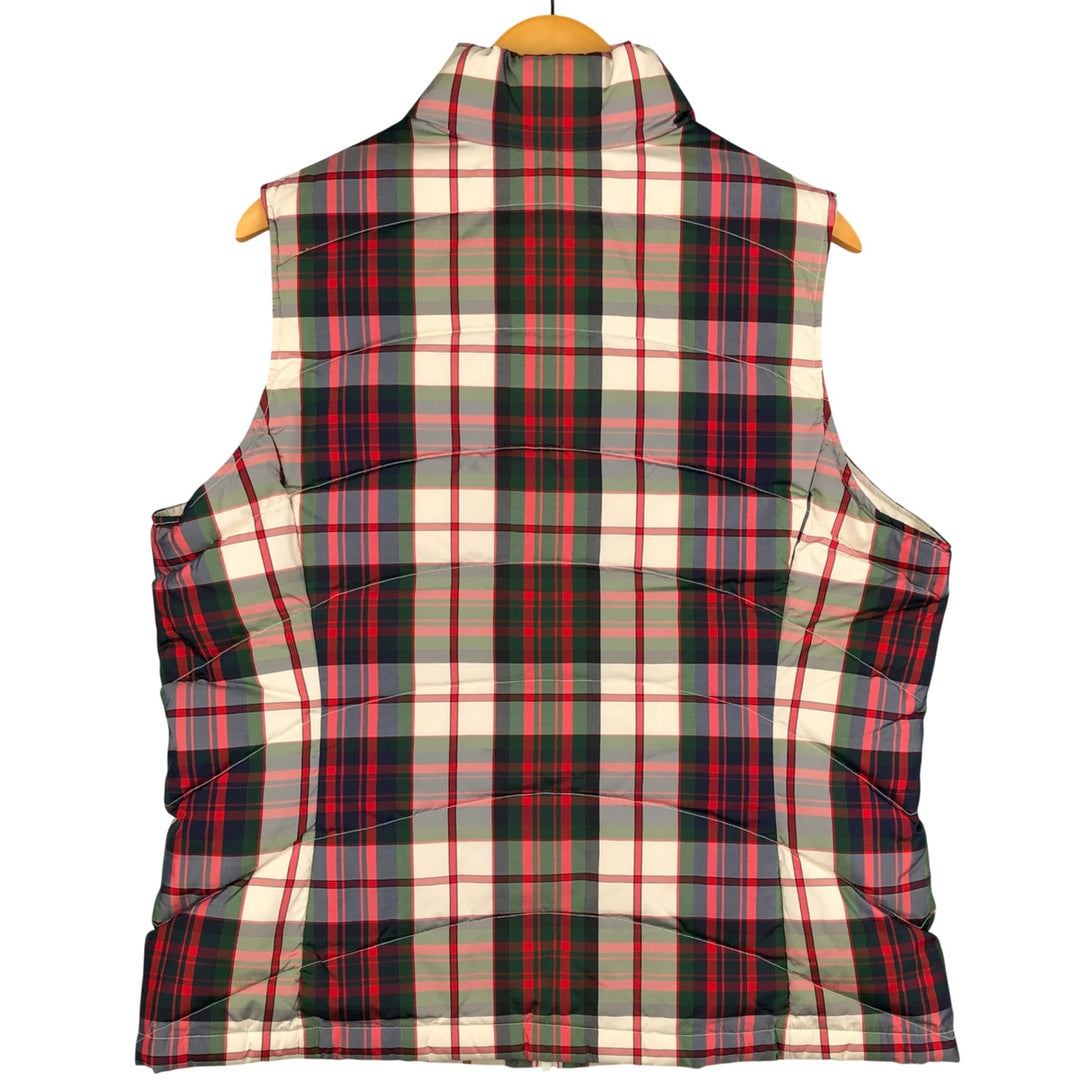 2000'S LANDS' END Check Pattern Down Vest, Men's Size L polyester ivory Vintage Second Hand