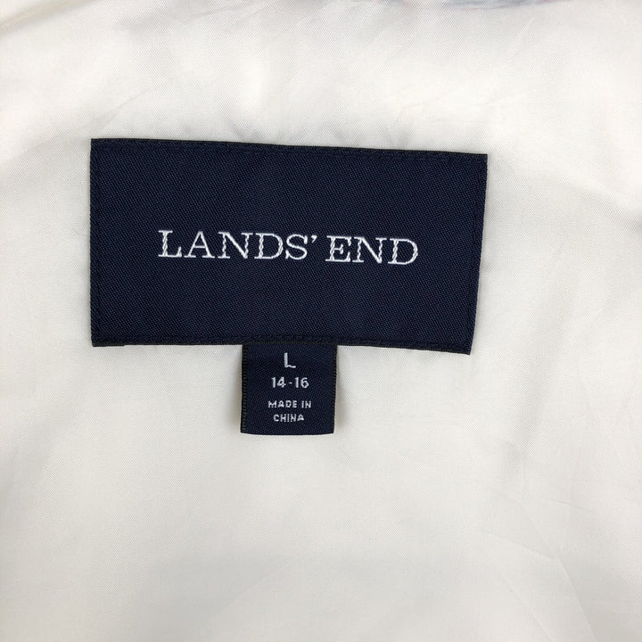 2000'S LANDS' END Check Pattern Down Vest, Men's Size L polyester ivory Vintage Second Hand