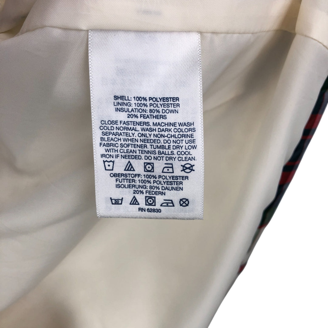 2000'S LANDS' END Check Pattern Down Vest, Men's Size L polyester ivory Vintage Second Hand