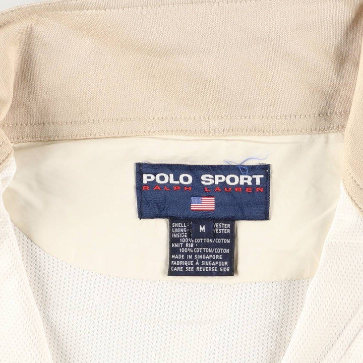 Vintage 90'S Ralph Lauren POLO SPORT half-zip warm-up pullover, men's size M polyester unbleached Vintage Second Hand