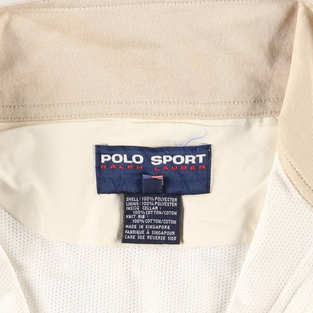 Vintage 90'S Ralph Lauren POLO SPORT half-zip warm-up pullover, men's size M polyester unbleached Vintage Second Hand