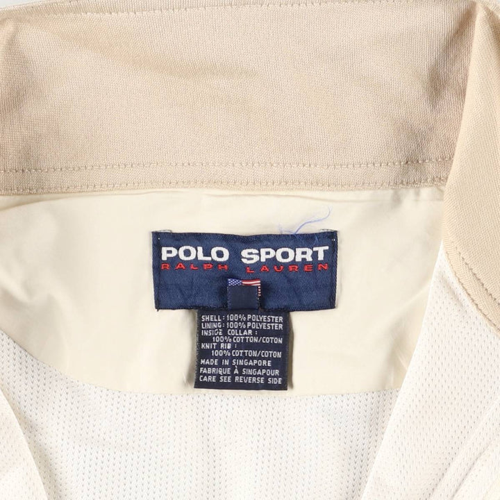 Vintage 90'S Ralph Lauren POLO SPORT half-zip warm-up pullover, men's size M polyester unbleached Vintage Second Hand