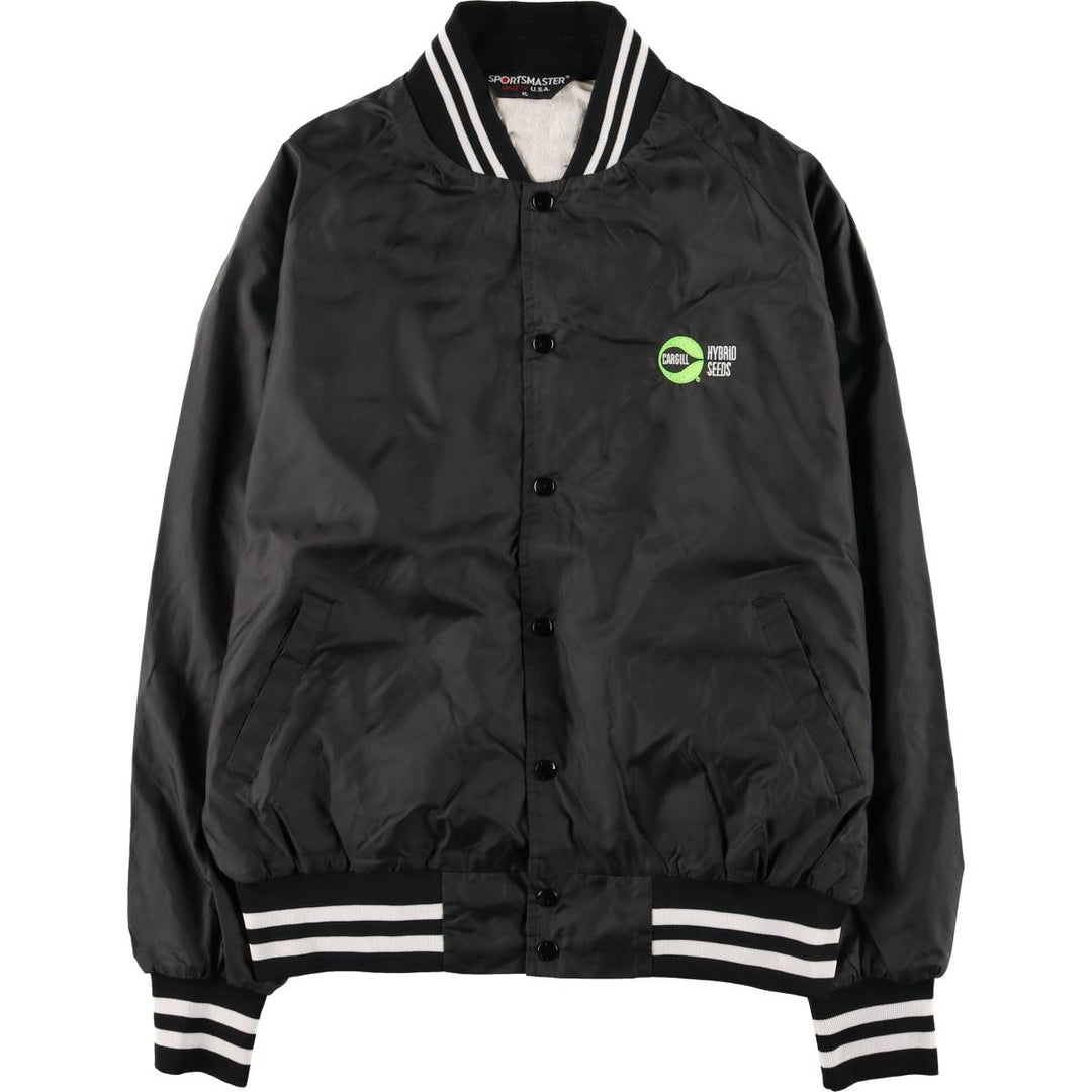 Vintage 80s-90'S SPORTSMASTER Nylon Varsity Jacket, Award Jacket, Made in USA, Men's XL Nylon black type Vintage Second Hand