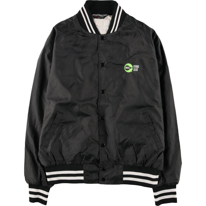 Vintage 80s-90'S SPORTSMASTER Nylon Varsity Jacket, Award Jacket, Made in USA, Men's XL Nylon black type Vintage Second Hand