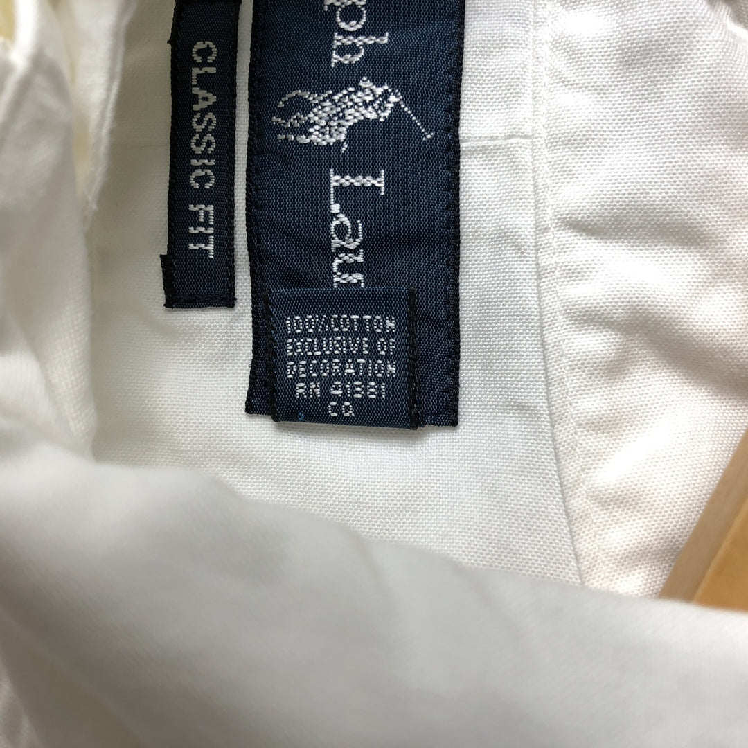 Ralph Lauren Classic Fit Long Sleeve Button Down Shirt, Men's Size L cotton white type Vintage Second Hand