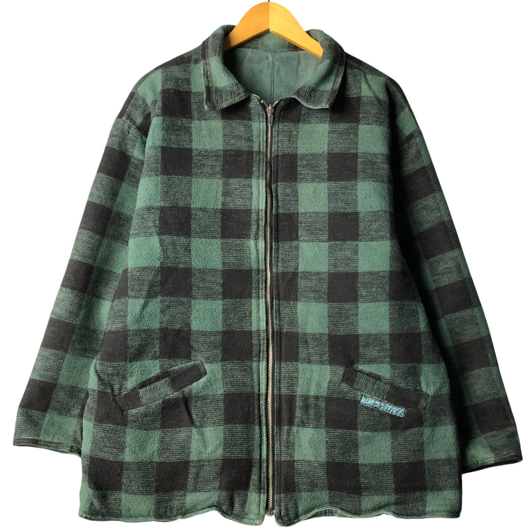 RIP CURL Check Pattern Reversible Work Jacket, Men's Size Small cotton green type Vintage Second Hand
