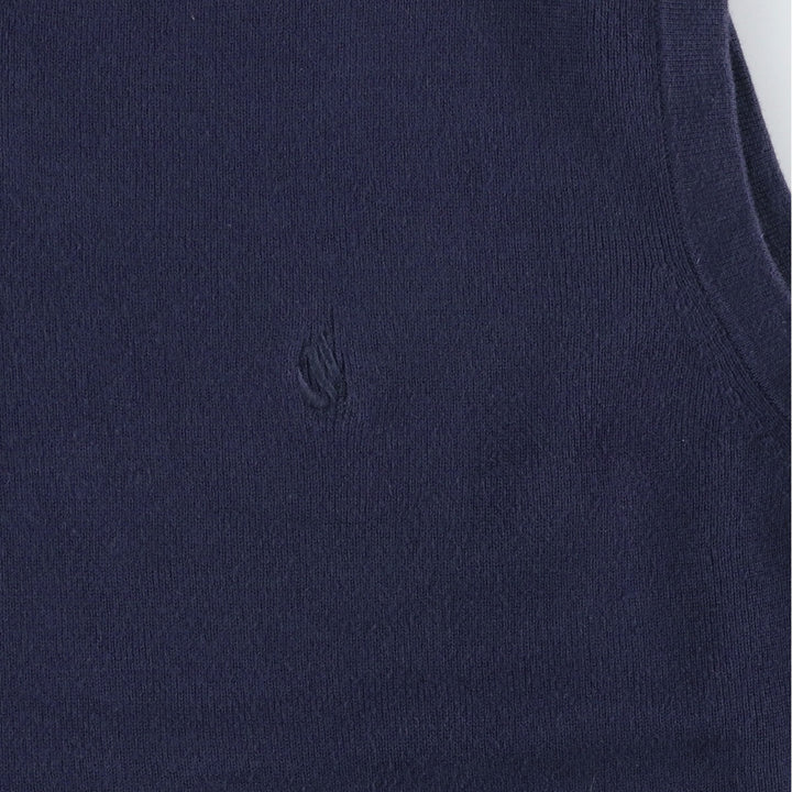 90'S Vintage Nautica Ribbed V-Neck Cotton Knit Vest, Men's Size L cotton navy blue type Vintage Second Hand