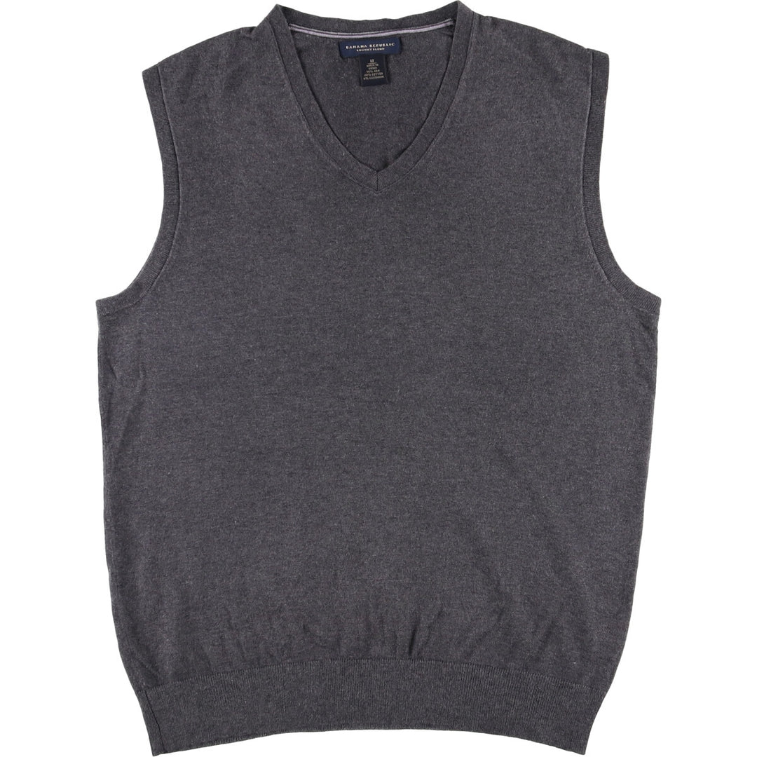 Banana Republic Cashmere Blend V-Neck Silk Knit Vest, Men's Size M silk gray type Vintage Second Hand