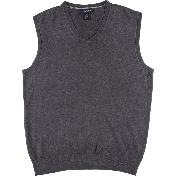 Banana Republic Cashmere Blend V-Neck Silk Knit Vest, Men's Size M silk gray type Vintage Second Hand