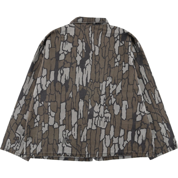 Camouflage Treebark Camo Hunting Jacket, Men's Size L unclear brown type Vintage Second Hand