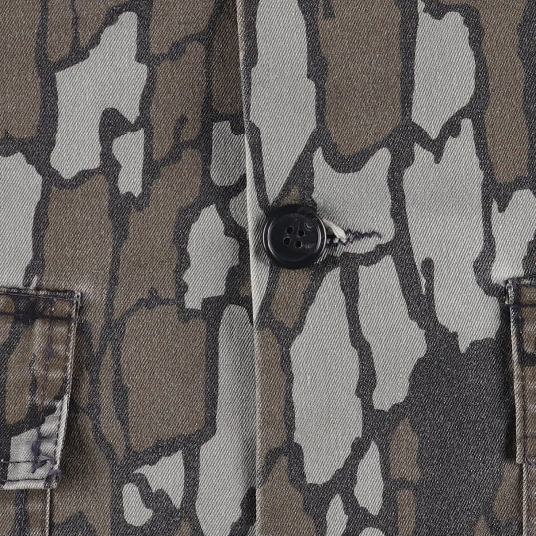 Camouflage Treebark Camo Hunting Jacket, Men's Size L unclear brown type Vintage Second Hand