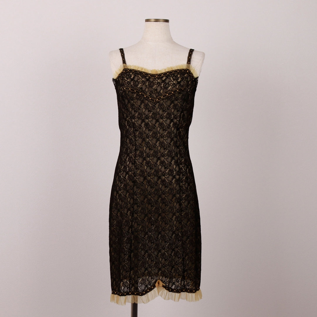 Stretta Half-Length All-Lace Lingerie Sleeveless Dress, Women's Size XS unclear black type Vintage Second Hand