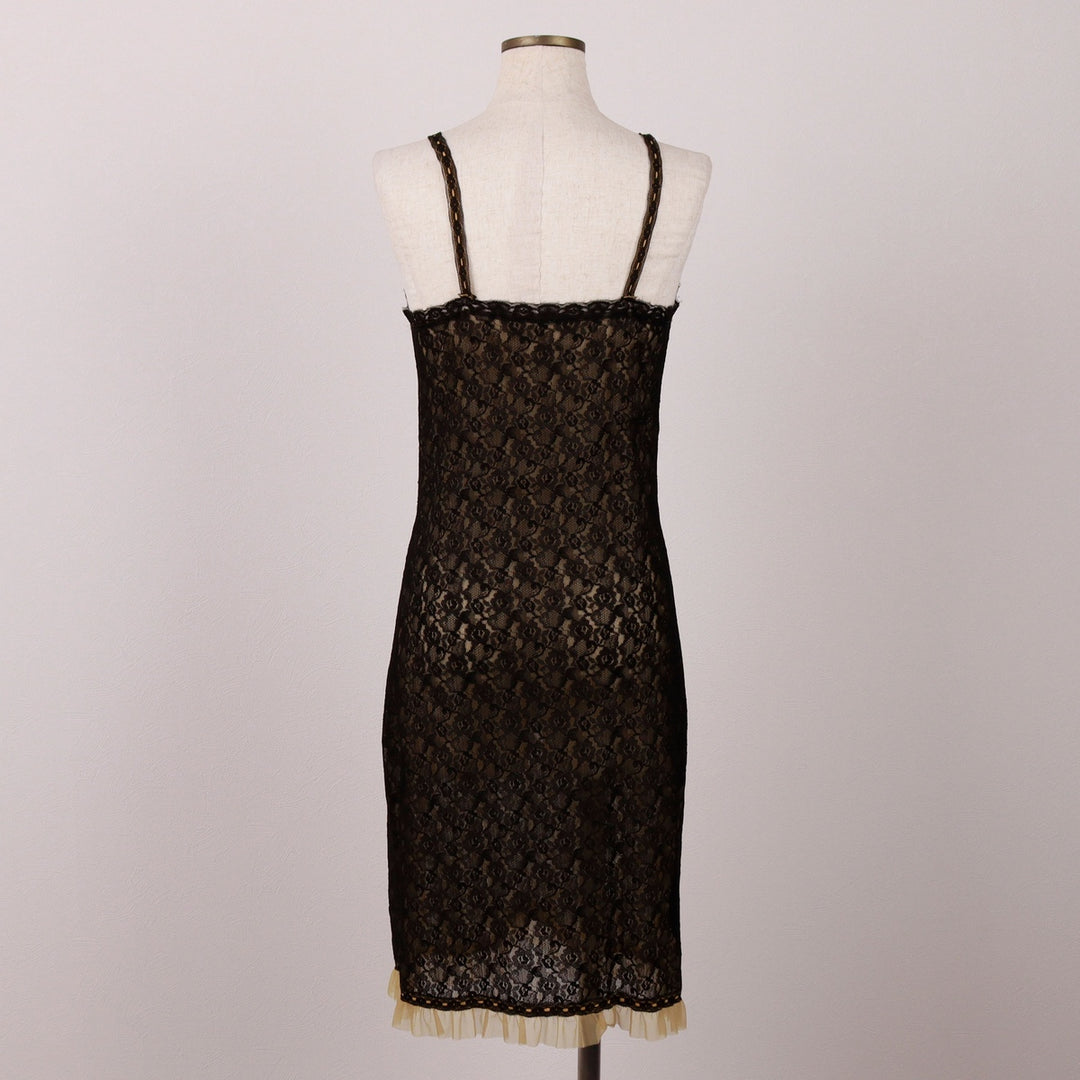 Stretta Half-Length All-Lace Lingerie Sleeveless Dress, Women's Size XS unclear black type Vintage Second Hand