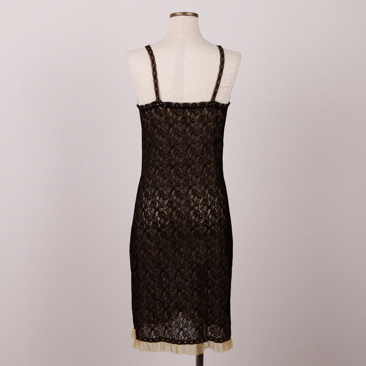 Stretta Half-Length All-Lace Lingerie Sleeveless Dress, Women's Size XS unclear black type Vintage Second Hand