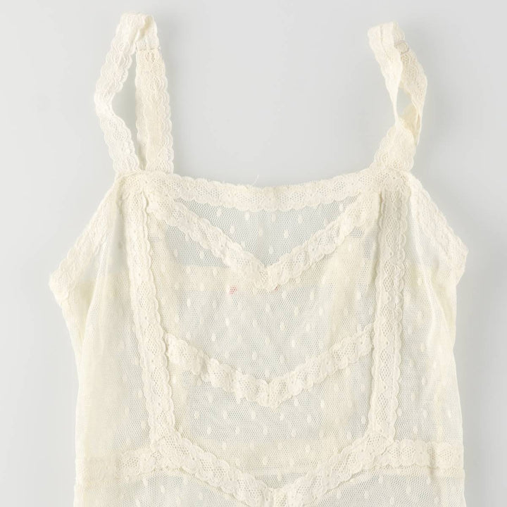 Dot Pattern Maxi Lingerie Camisole Dress, Women's Size S Nylon pale white type Vintage Second Hand