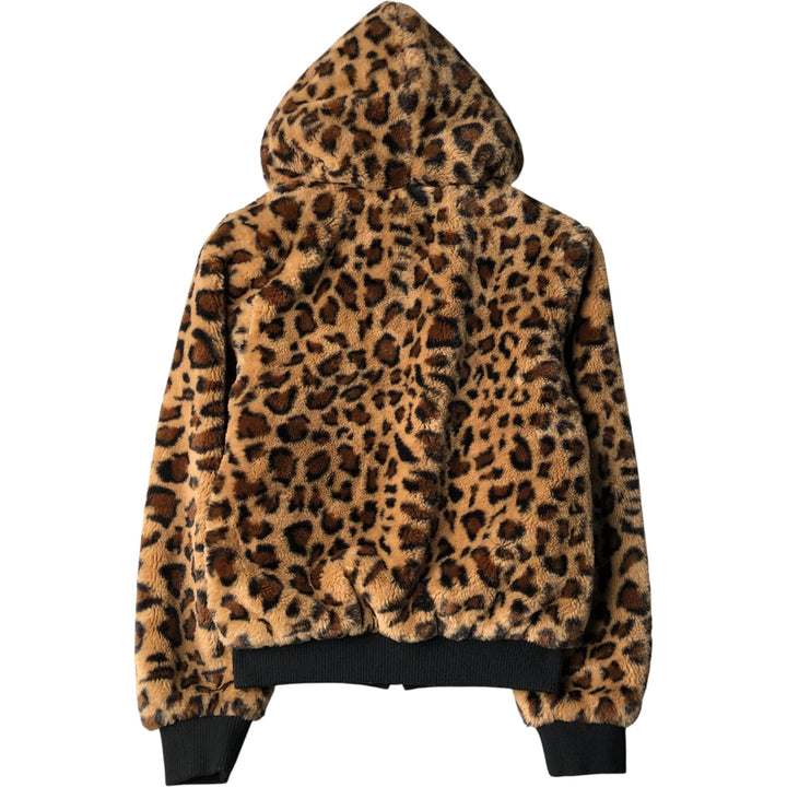 LOVE TREE Leopard Pattern Faux Fur Parka (Women's Size M) polyester brown type Vintage Second Hand