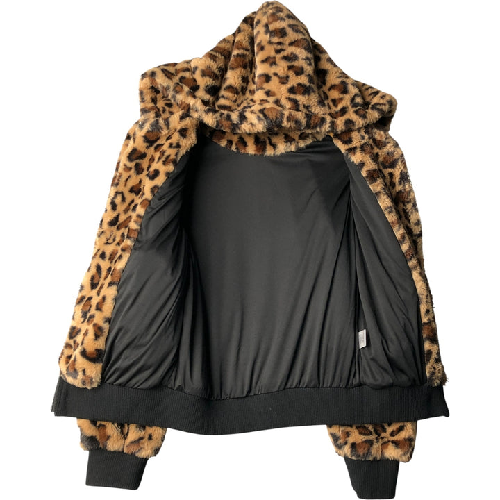 LOVE TREE Leopard Pattern Faux Fur Parka (Women's Size M) polyester brown type Vintage Second Hand
