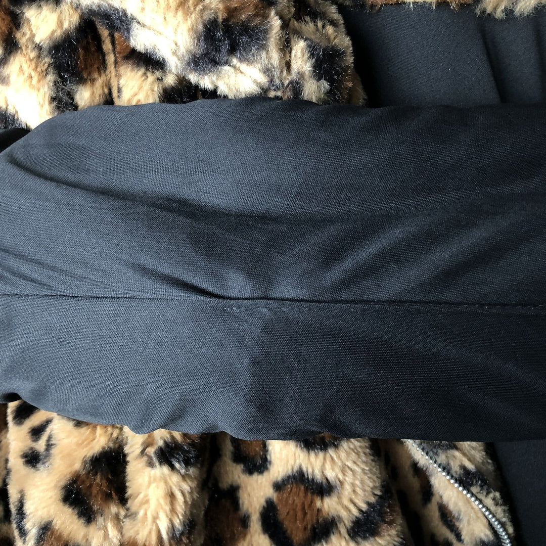 LOVE TREE Leopard Pattern Faux Fur Parka (Women's Size M) polyester brown type Vintage Second Hand