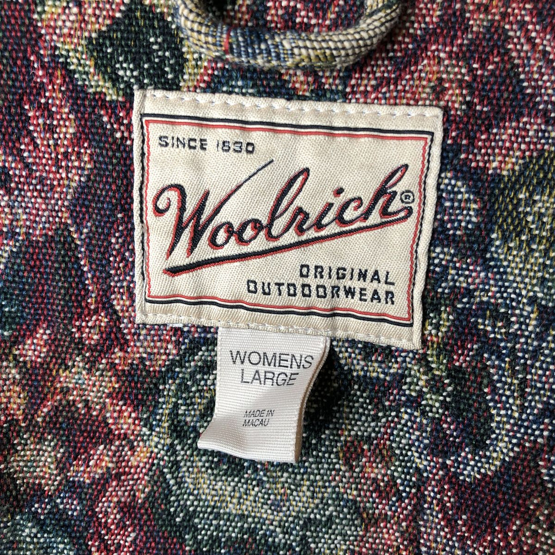 2000'S WOOLRICH floral print Gobelin jacket, women's size L cotton Khaki type sage green Vintage Second Hand