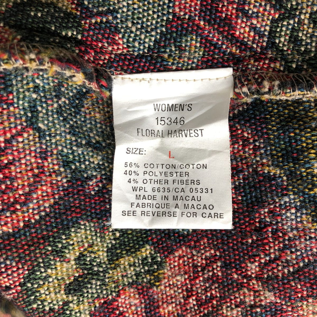 2000'S WOOLRICH floral print Gobelin jacket, women's size L cotton Khaki type sage green Vintage Second Hand