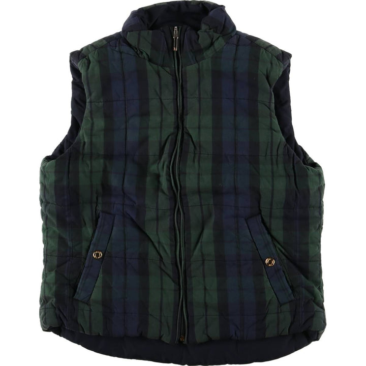 CHAPS Blackwatch Check Reversible Padded Vest, Women's, Size Small cotton navy blue type Vintage Second Hand
