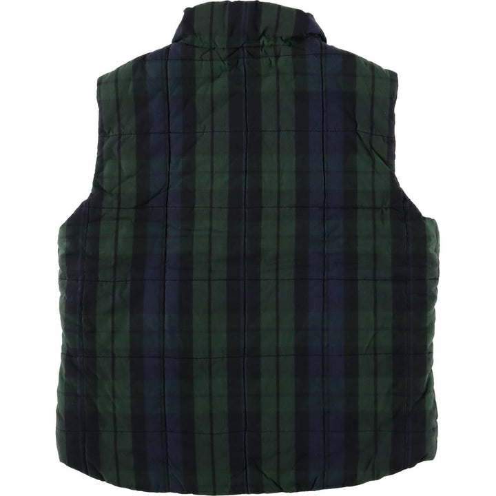 CHAPS Blackwatch Check Reversible Padded Vest, Women's, Size Small cotton navy blue type Vintage Second Hand