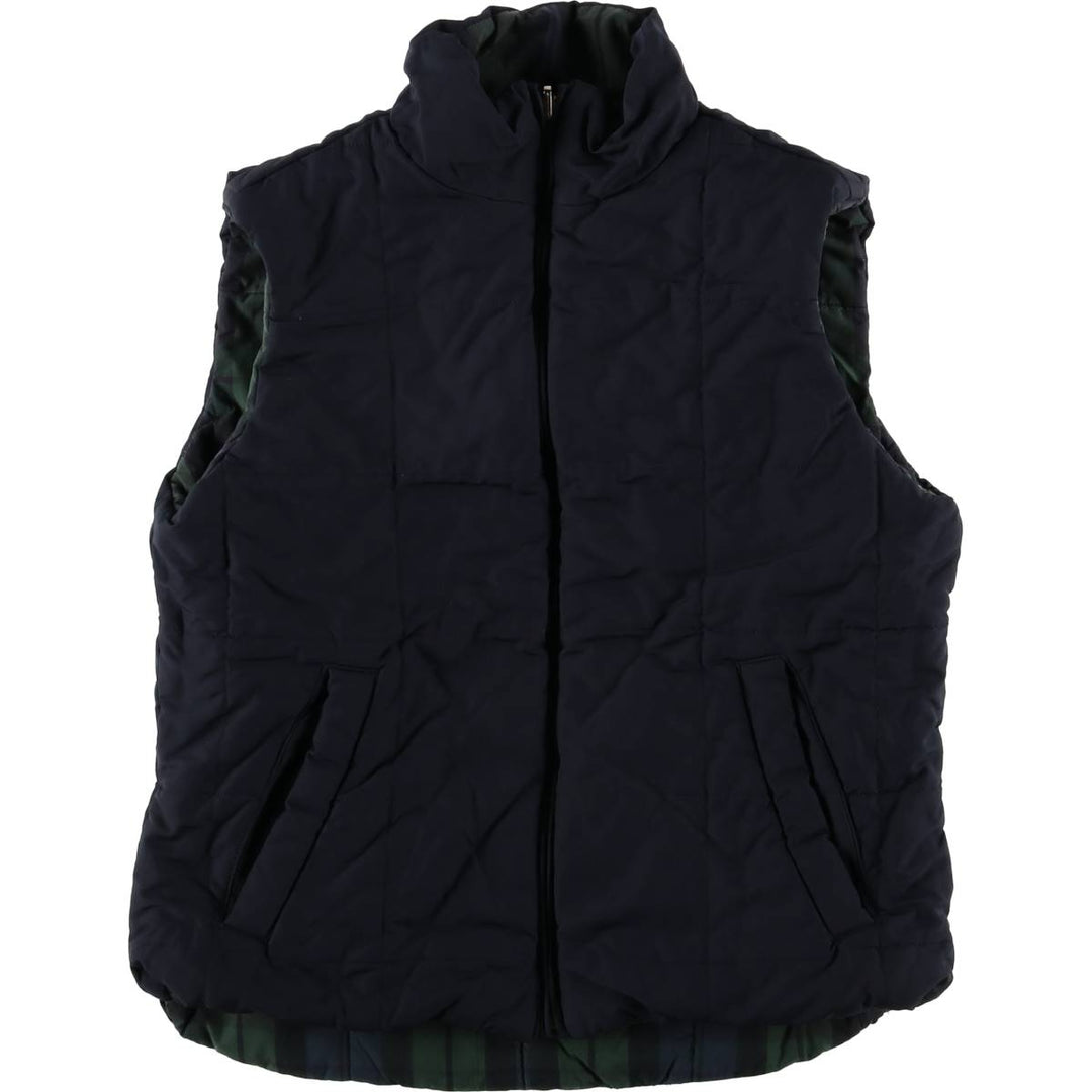 CHAPS Blackwatch Check Reversible Padded Vest, Women's, Size Small cotton navy blue type Vintage Second Hand