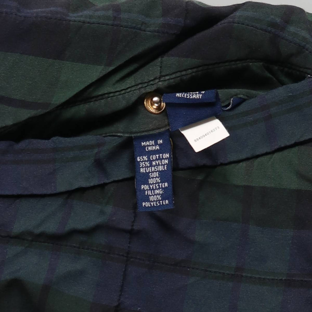 CHAPS Blackwatch Check Reversible Padded Vest, Women's, Size Small cotton navy blue type Vintage Second Hand