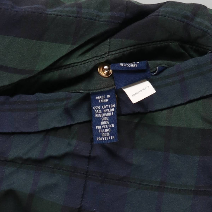 CHAPS Blackwatch Check Reversible Padded Vest, Women's, Size Small cotton navy blue type Vintage Second Hand