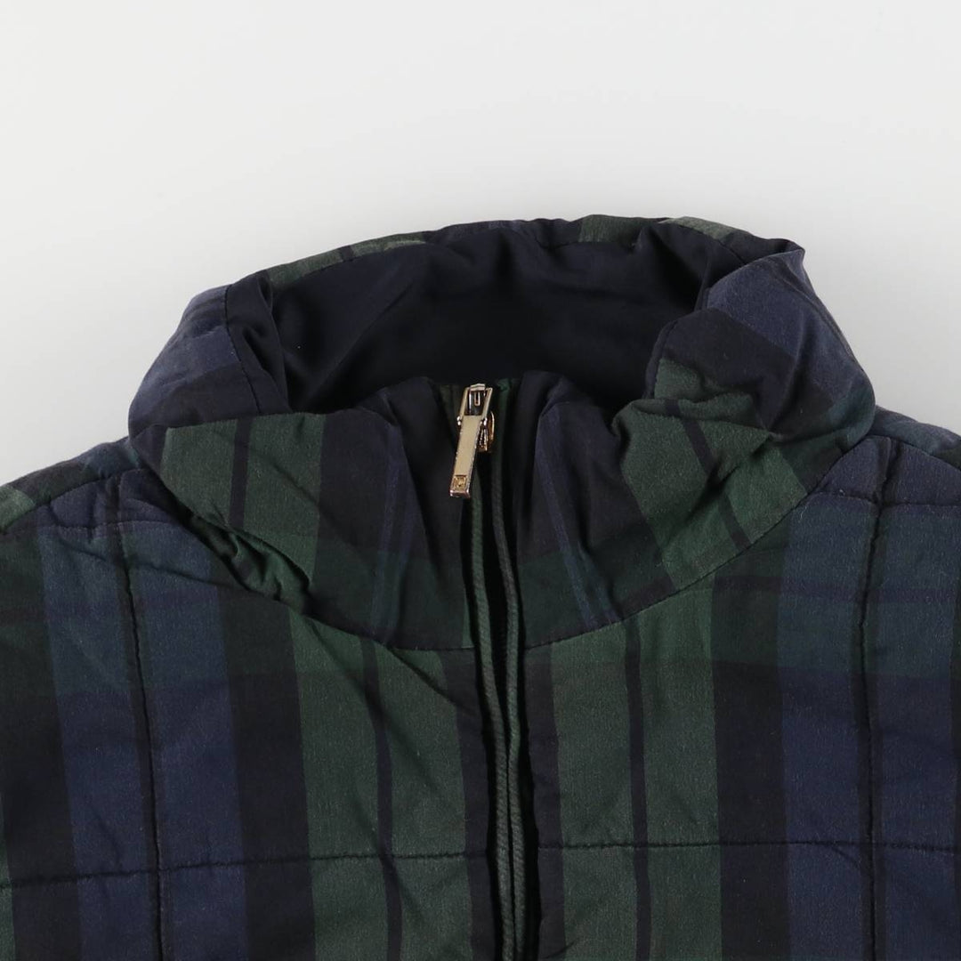 CHAPS Blackwatch Check Reversible Padded Vest, Women's, Size Small cotton navy blue type Vintage Second Hand