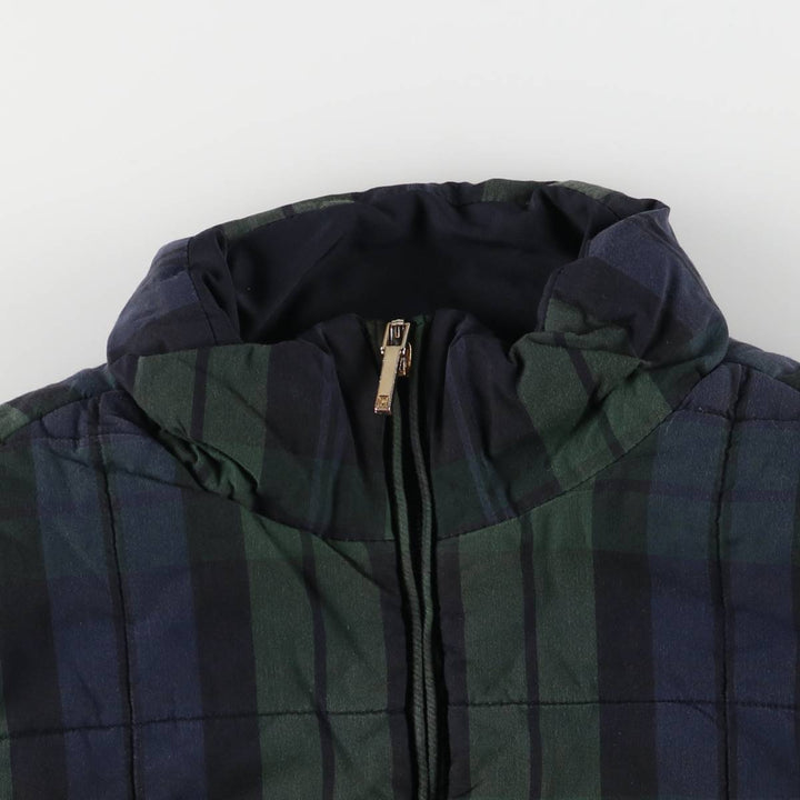 CHAPS Blackwatch Check Reversible Padded Vest, Women's, Size Small cotton navy blue type Vintage Second Hand