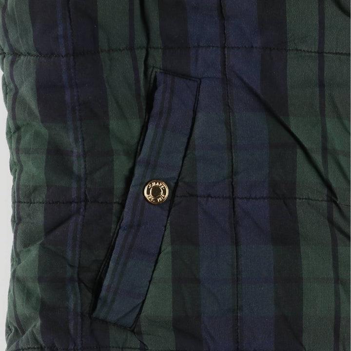 CHAPS Blackwatch Check Reversible Padded Vest, Women's, Size Small cotton navy blue type Vintage Second Hand