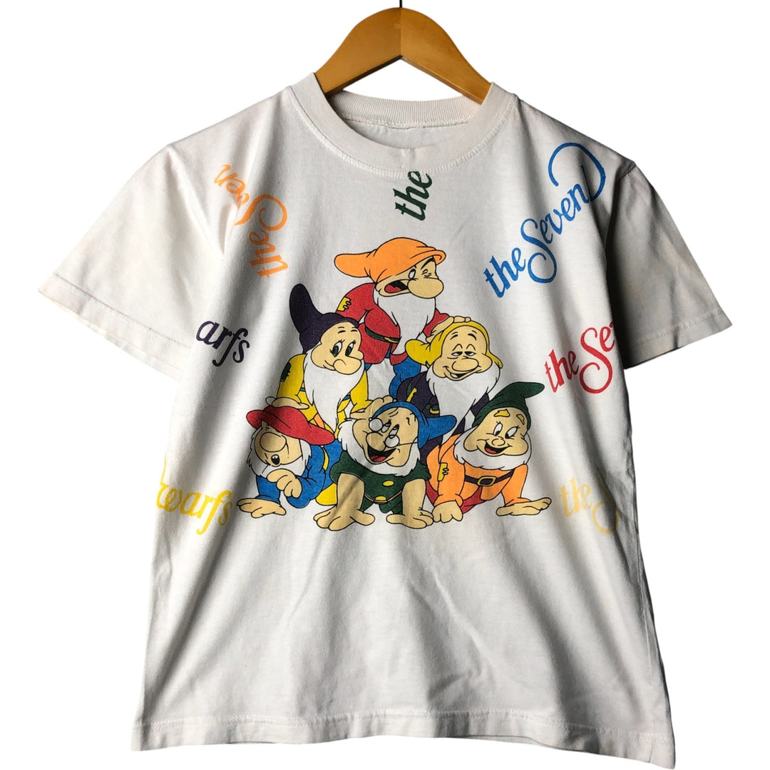 Seven Dwarfs Character Print T-Shirt, Women's Size S unclear white type Vintage Second Hand