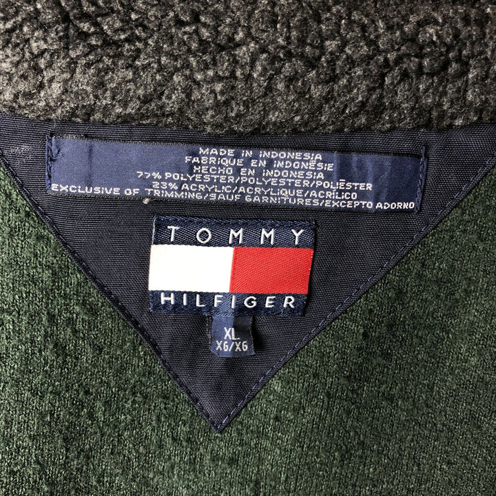 90'S Tommy Hilfiger Boa Vest, Men's XL polyester Green type dark green Vintage Second Hand