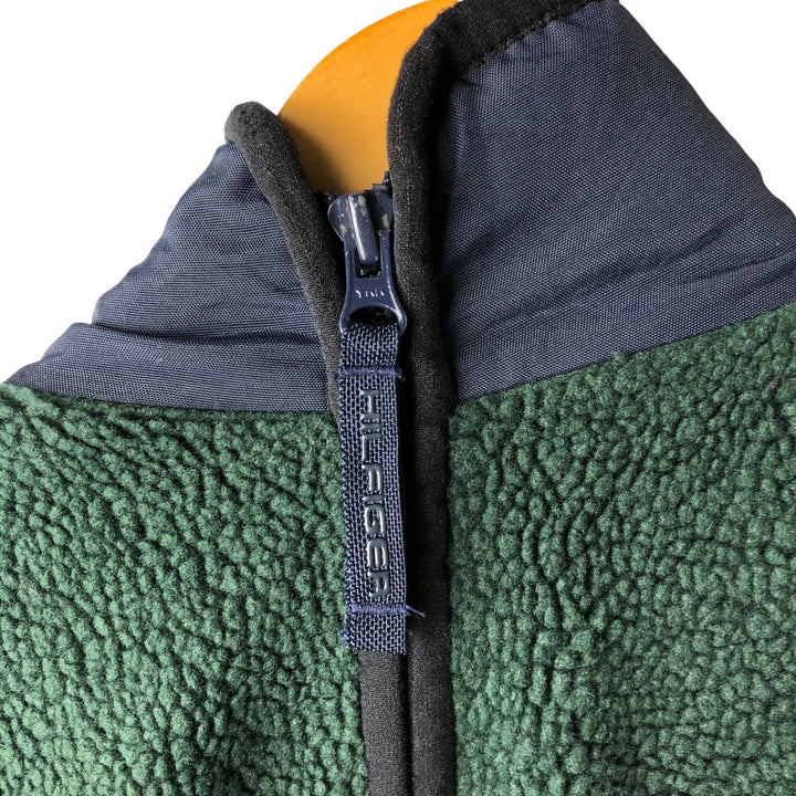 90'S Tommy Hilfiger Boa Vest, Men's XL polyester Green type dark green Vintage Second Hand