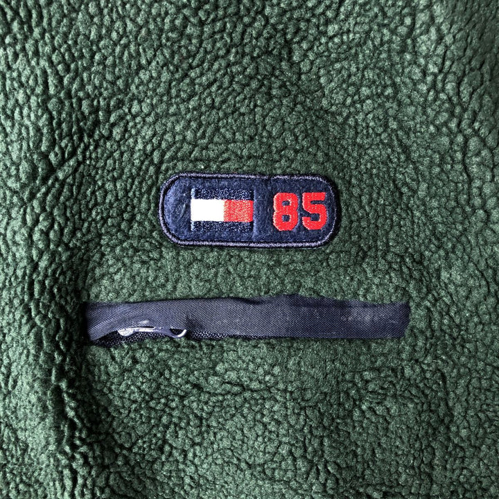 90'S Tommy Hilfiger Boa Vest, Men's XL polyester Green type dark green Vintage Second Hand