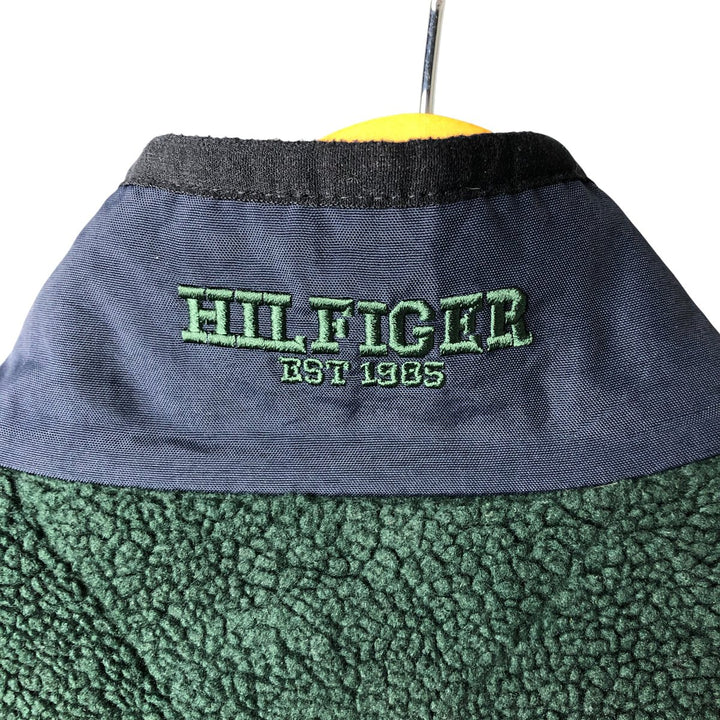 90'S Tommy Hilfiger Boa Vest, Men's XL polyester Green type dark green Vintage Second Hand