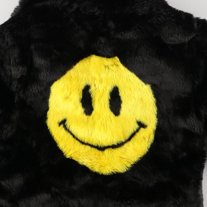 dELiA's Smile Faux Fur Short Coat, Women's Size L polyester black type Vintage Second Hand