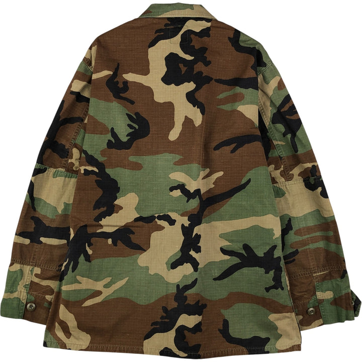 90'S US Military Genuine Camouflage Pattern Woodland Camo Ripstop BDU Military Jacket Made in USA MEDIUM-REGULAR Men's M Nylon Khaki type Vintage Second Hand