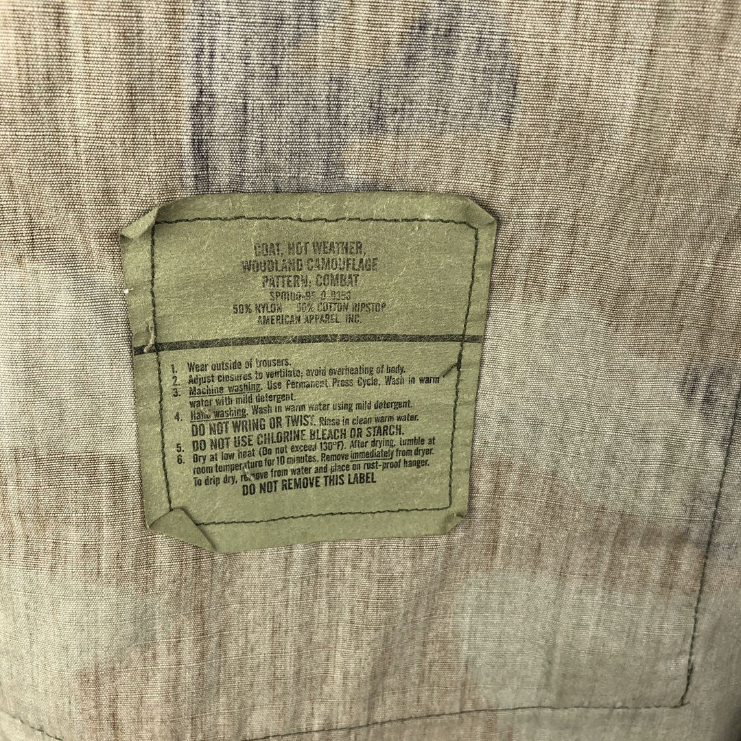 90'S US Military Genuine Camouflage Pattern Woodland Camo Ripstop BDU Military Jacket Made in USA MEDIUM-REGULAR Men's M Nylon Khaki type Vintage Second Hand