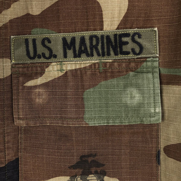 90'S US Military Genuine Camouflage Pattern Woodland Camo Ripstop BDU Military Jacket Made in USA MEDIUM-REGULAR Men's M Nylon Khaki type Vintage Second Hand