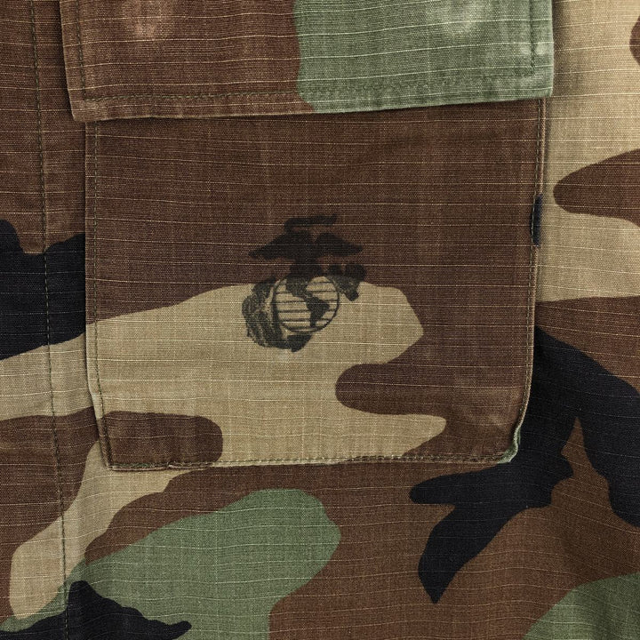90'S US Military Genuine Camouflage Pattern Woodland Camo Ripstop BDU Military Jacket Made in USA MEDIUM-REGULAR Men's M Nylon Khaki type Vintage Second Hand