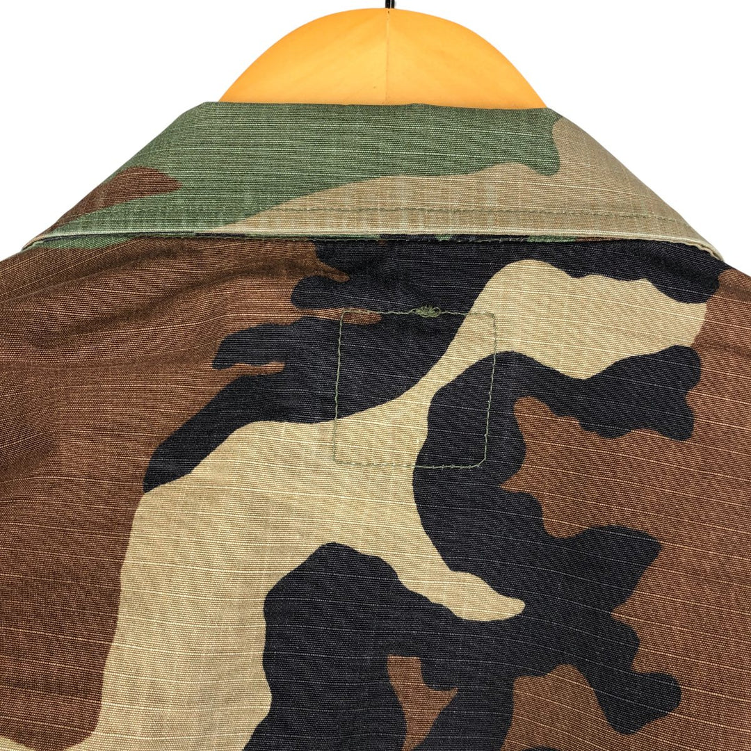 90'S US Military Genuine Camouflage Pattern Woodland Camo Ripstop BDU Military Jacket Made in USA MEDIUM-REGULAR Men's M Nylon Khaki type Vintage Second Hand